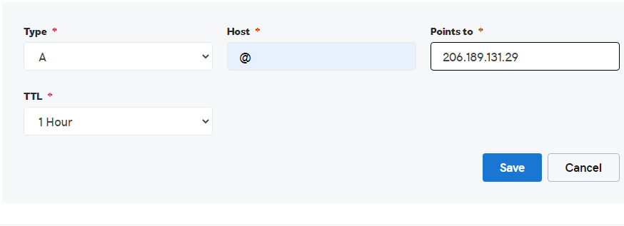 DNS record configuration