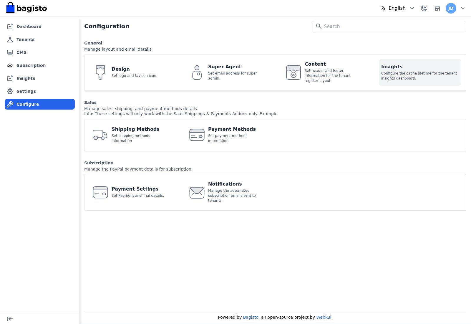 Configuration screen