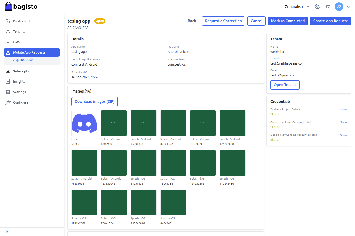 App request detail