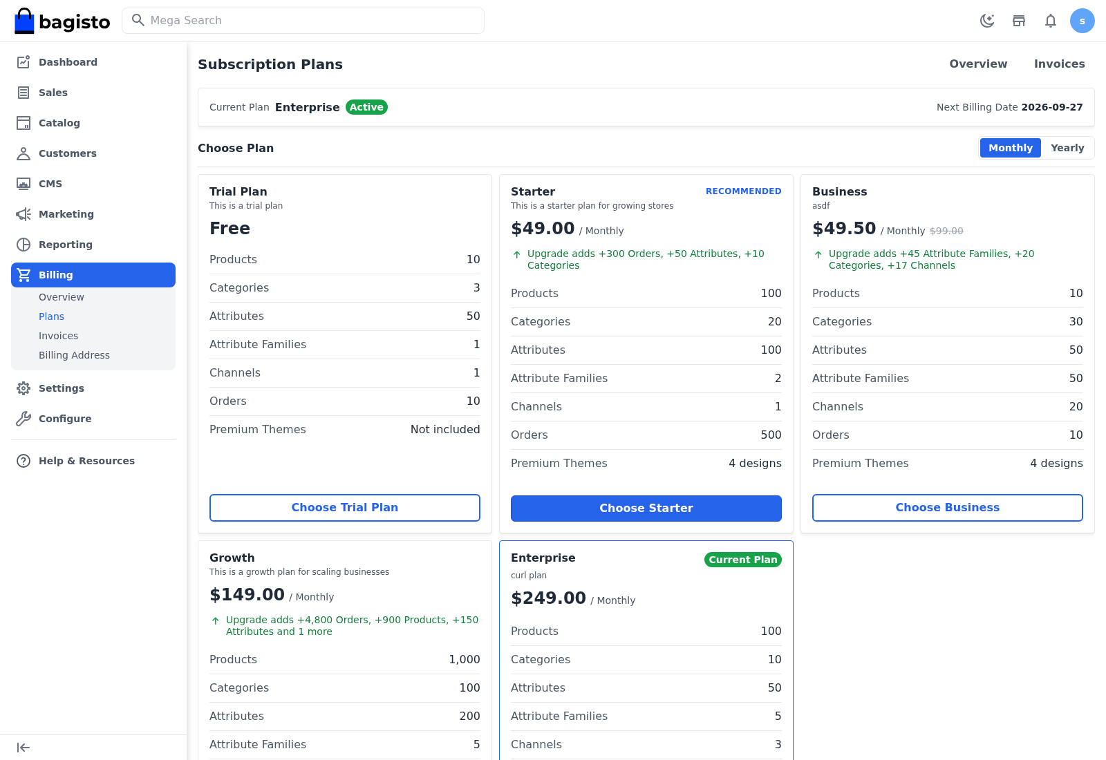 Choose a subscription plan