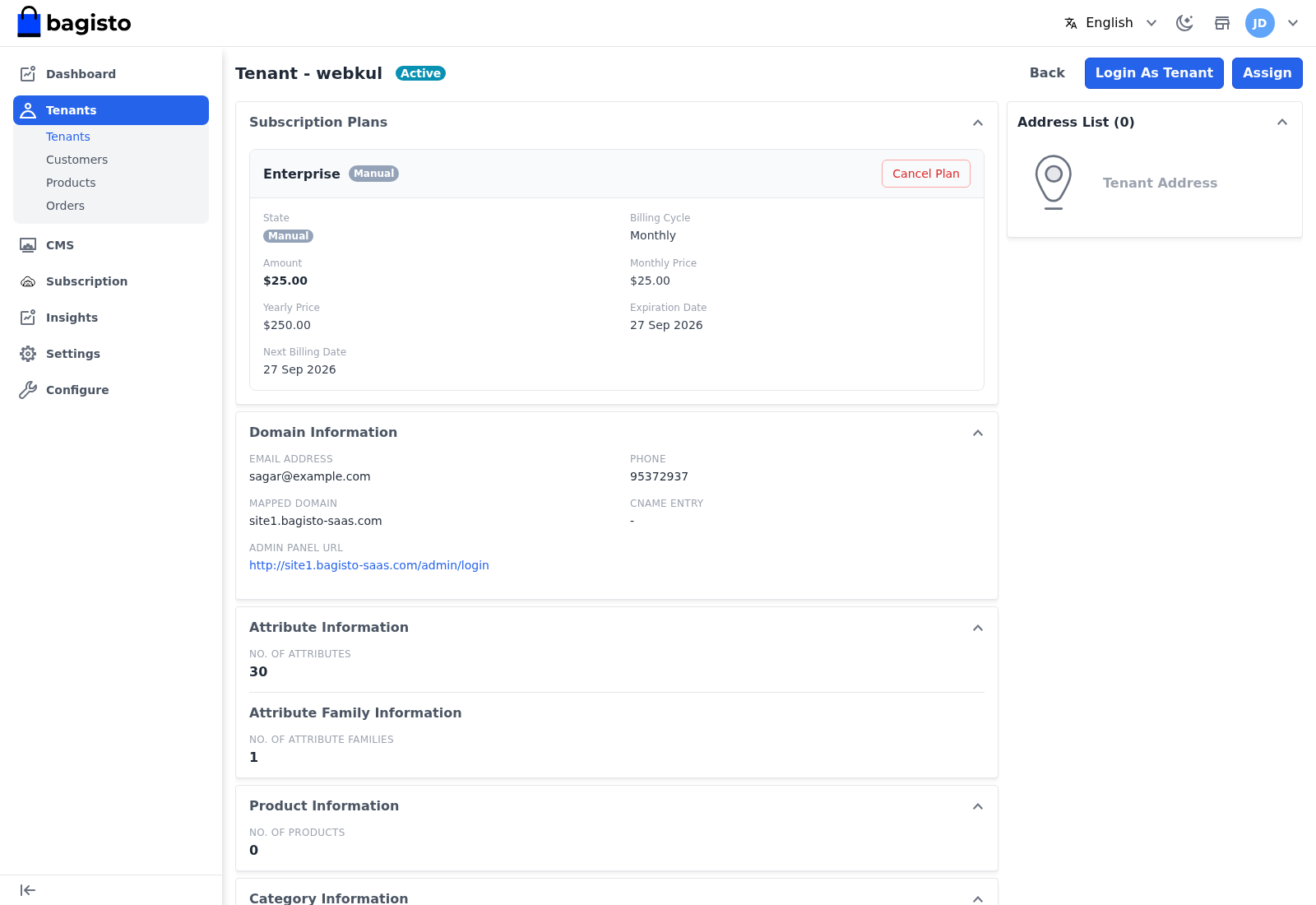 Tenant insights view