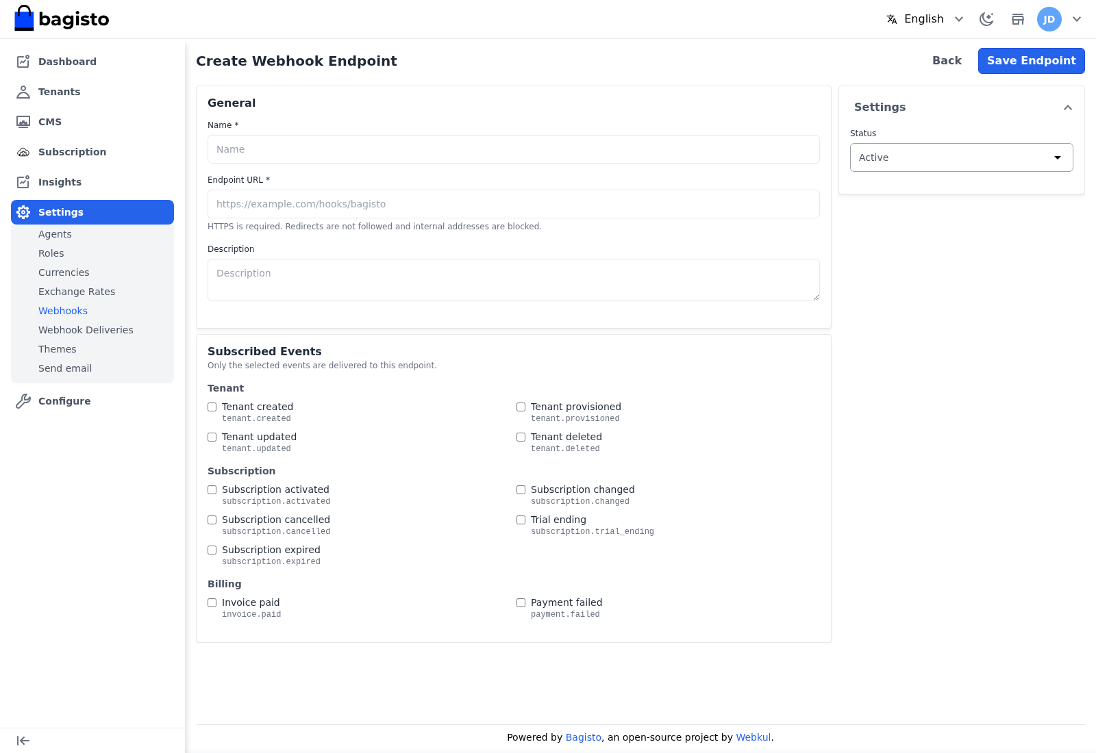 Create webhook endpoint
